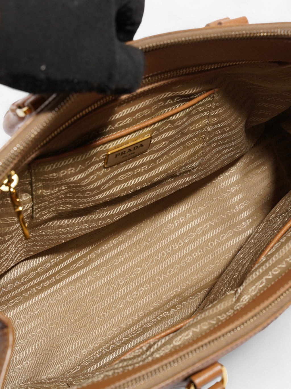 Prada Galleria Double Zip Tote Caramel Saffiano Leather Large