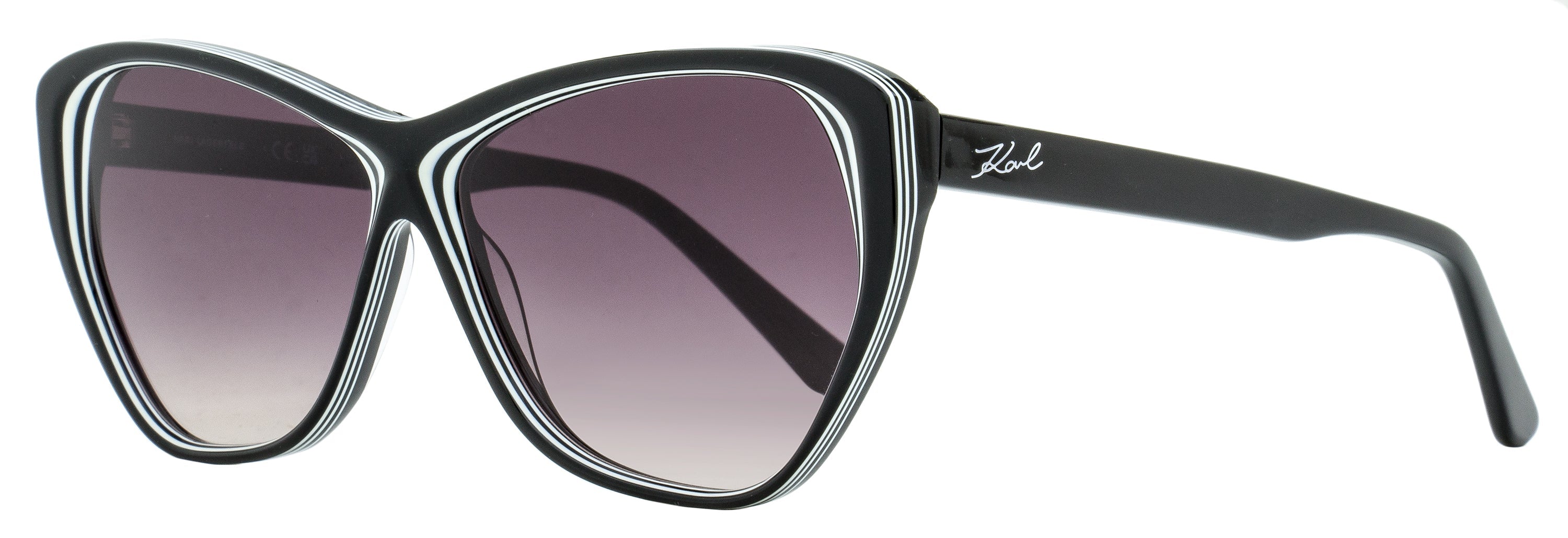 Karl Lagerfeld Cat Eye Sunglasses KL6103S 006 Black/White 58mm Black White