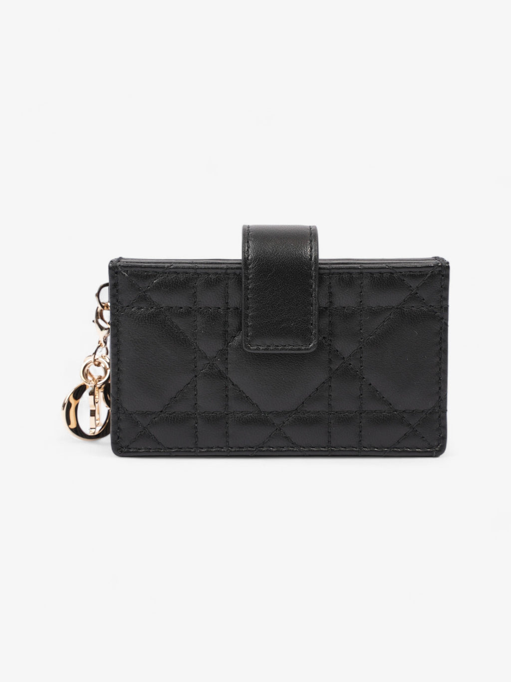 Christian Dior Lady Dior Jasmine Card Holder Black Lambskin Leather