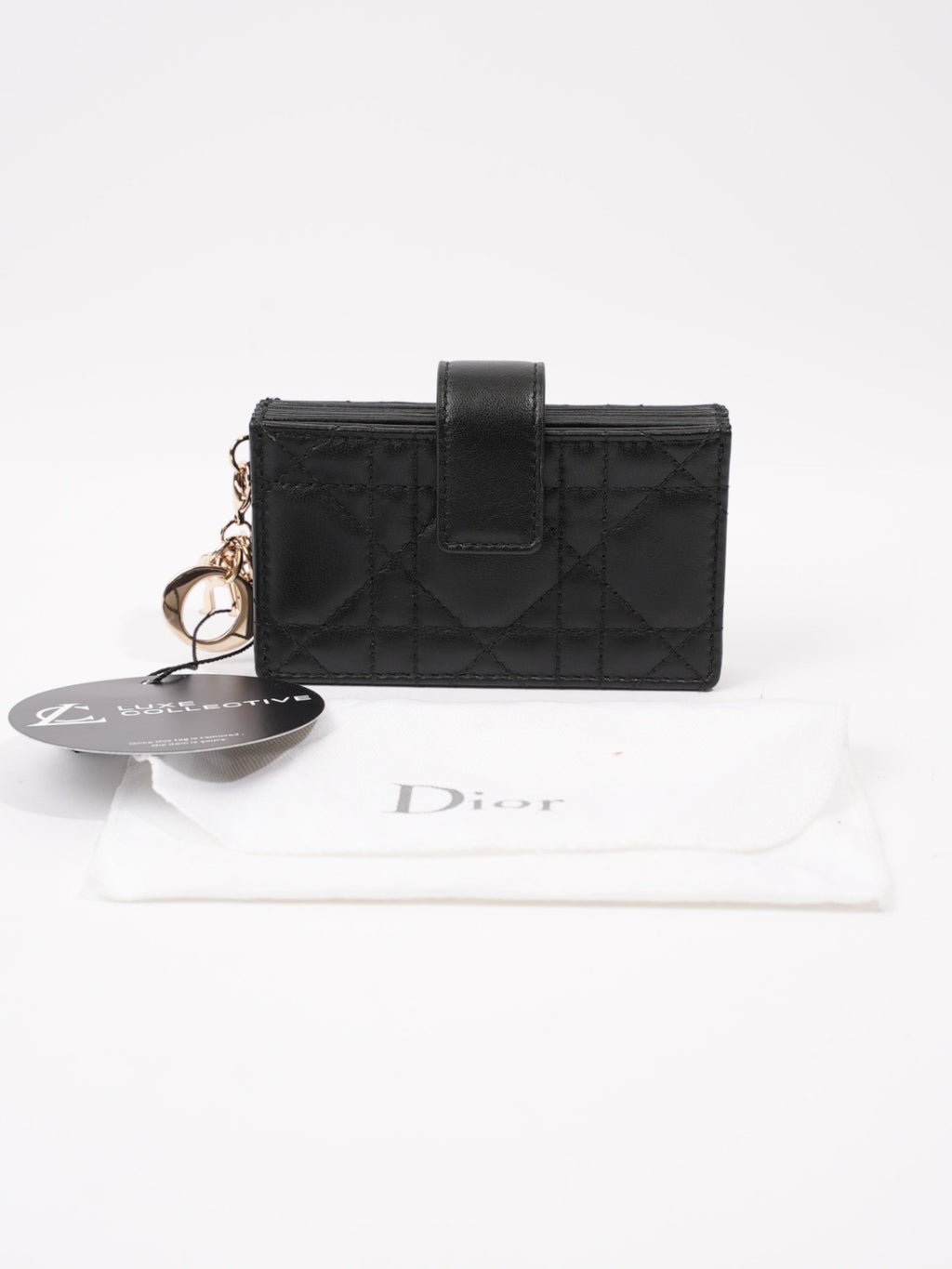 Christian Dior Lady Dior Jasmine Card Holder Black Lambskin Leather
