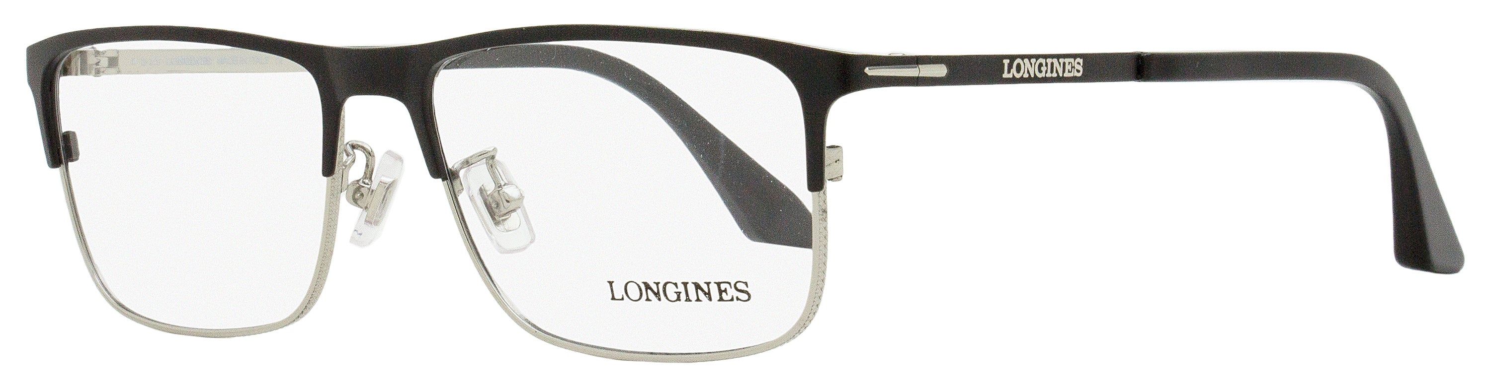 Longines LG5005-H Rectangular Eyeglasses 002 Matte Black/Ruthenium 56mm Matte Black Ruthenium