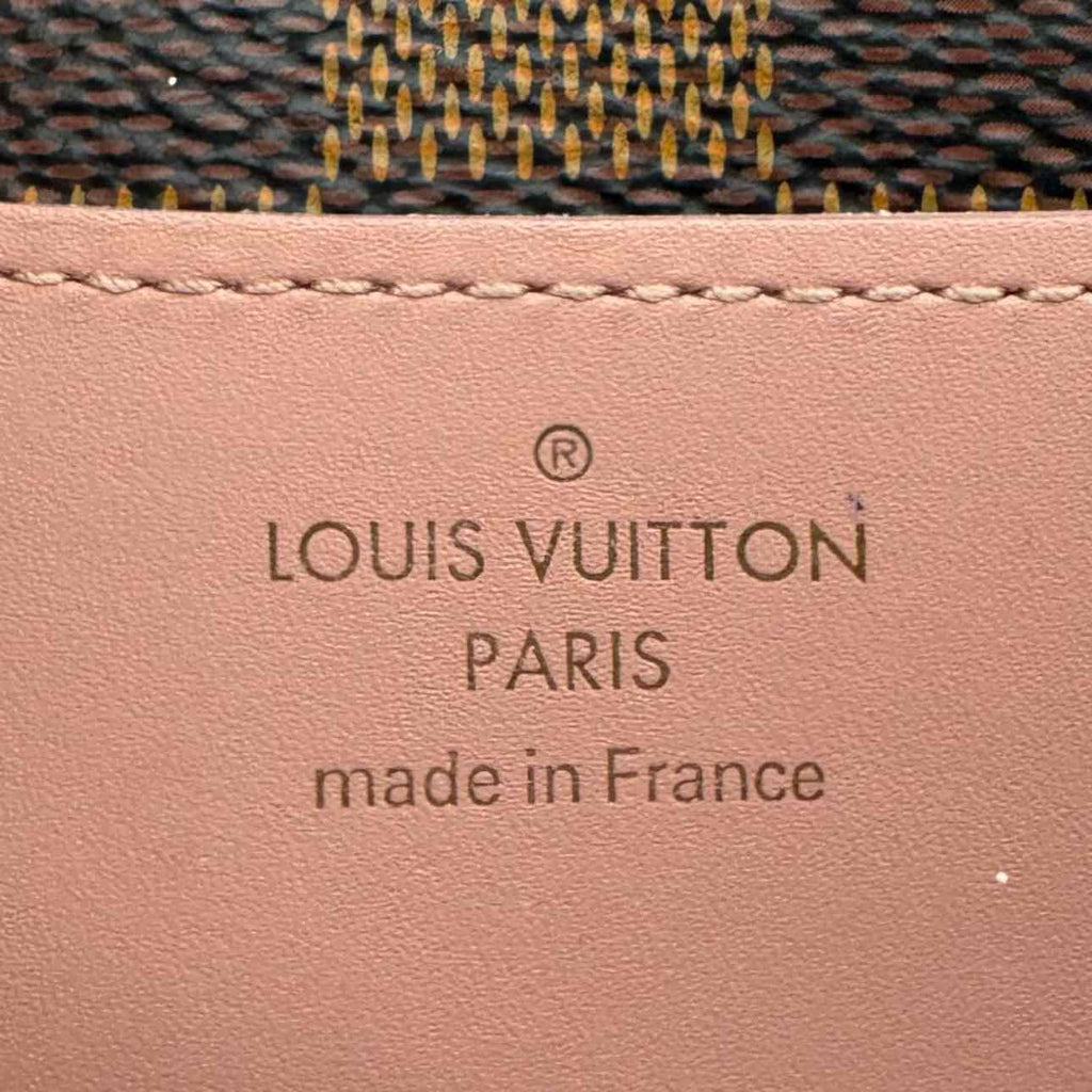 LOUIS VUITTON Damier Ebene Croisette Chain Wallet Rose Ballerine