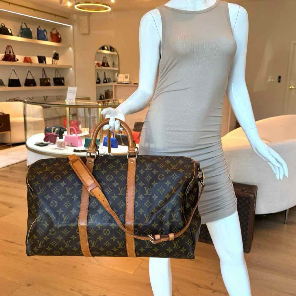 LOUIS VUITTON Monogram Canvas Keepall Bandoulier 50 Brown