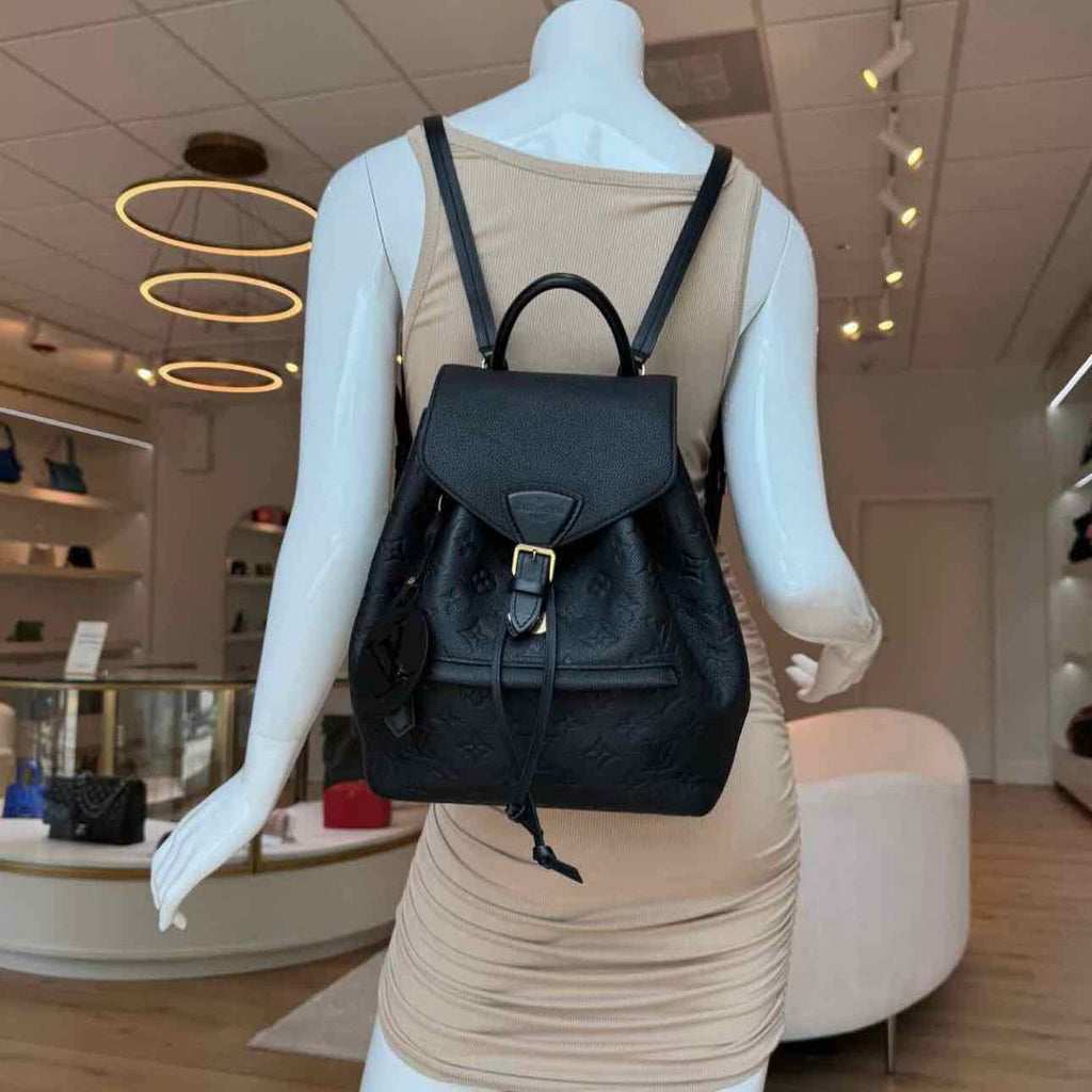 LOUIS VUITTON Monogram Empreinte Leather Montsouris Backpack NM Black