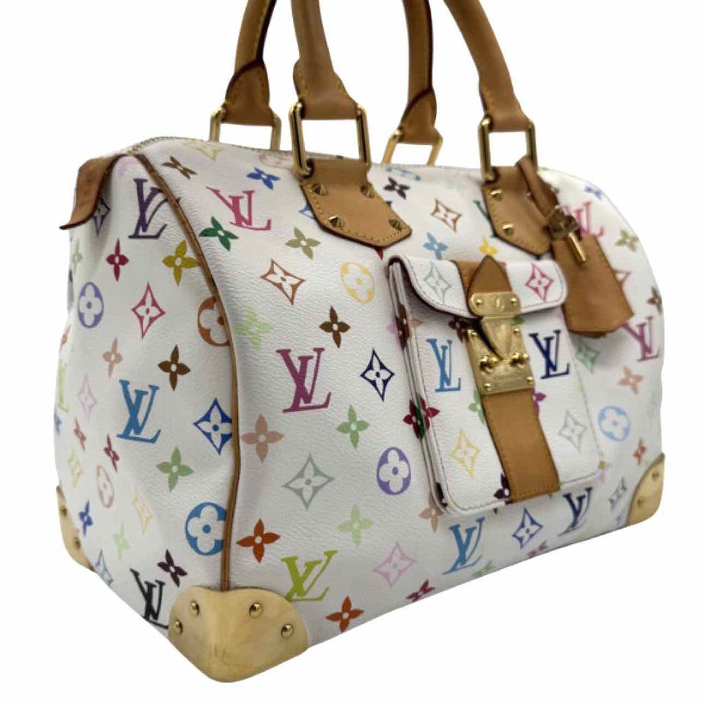 LOUIS VUITTON X Takashi Murakami Monogram Multicolor Speedy 30 White