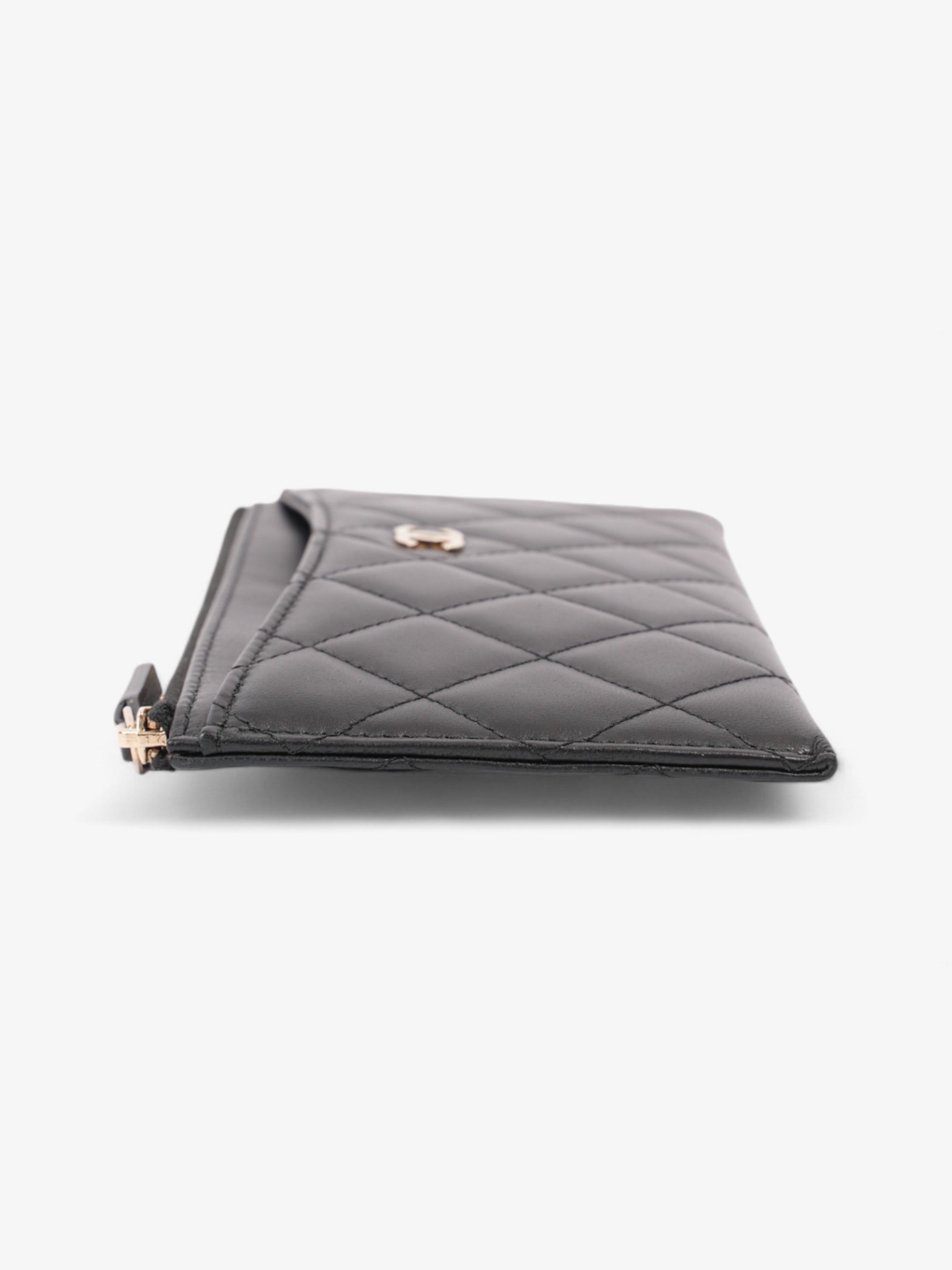 Chanel Zip Wallet Black Lambskin Leather