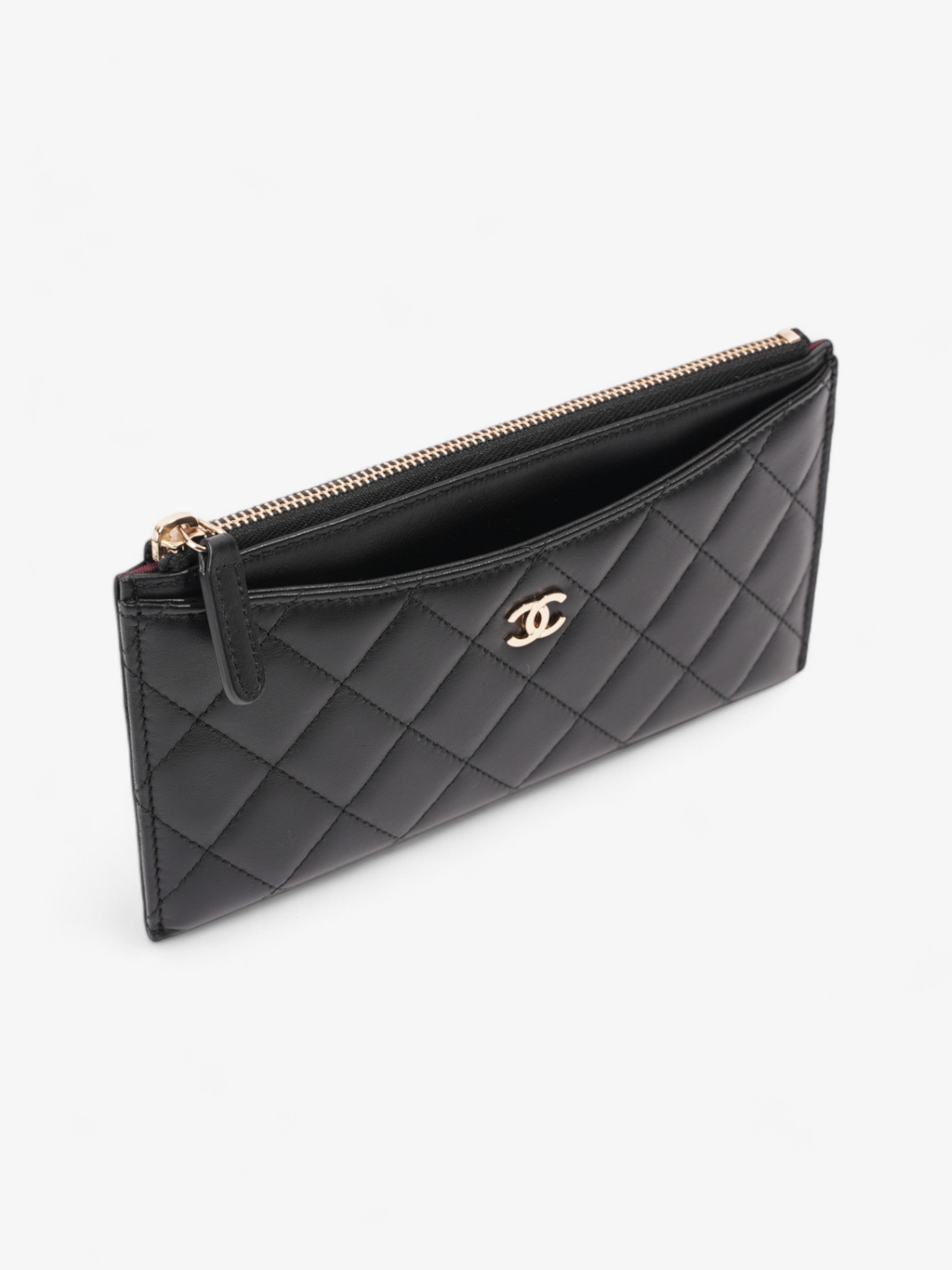 Chanel Zip Wallet Black Lambskin Leather