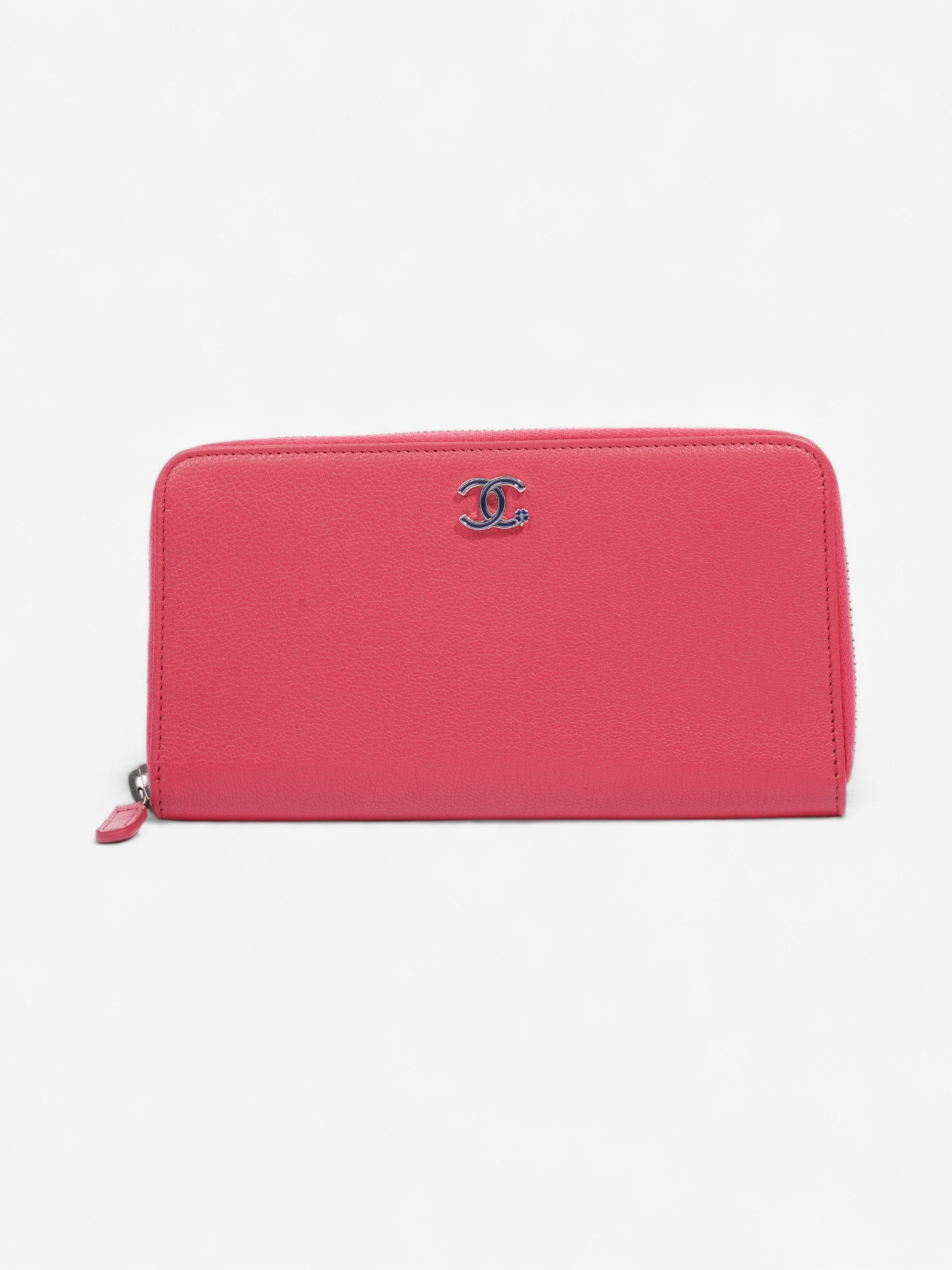 Chanel Zipped Lucky Clover Wallet Pink / Blue Leather