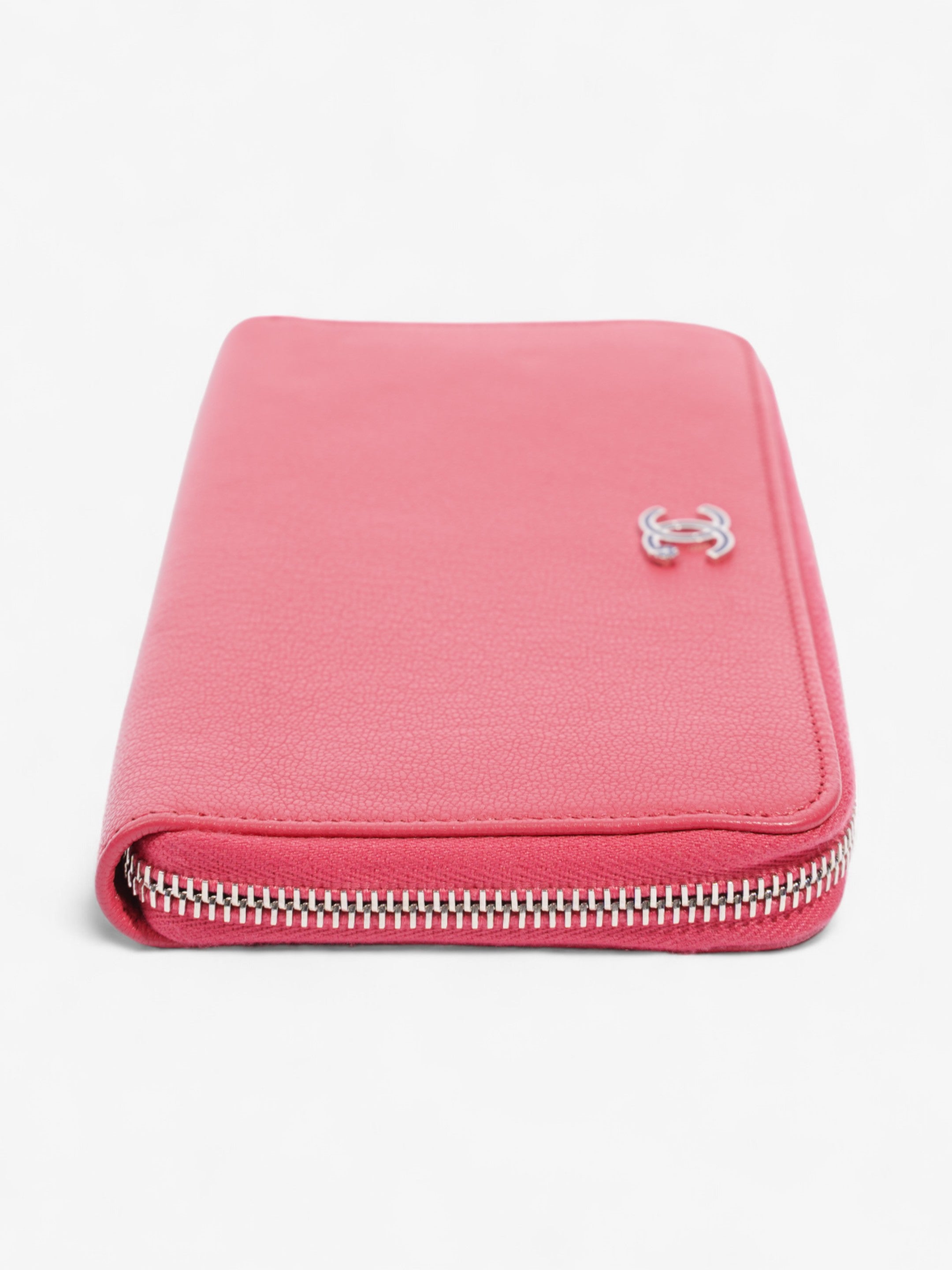 Chanel Zipped Lucky Clover Wallet Pink / Blue Leather