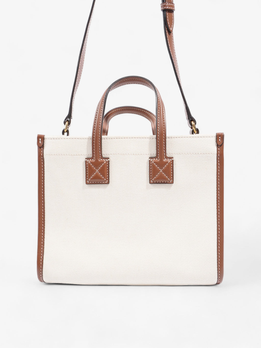 Burberry Freya Horseferry Tote Natural / Tan Cotton Mini