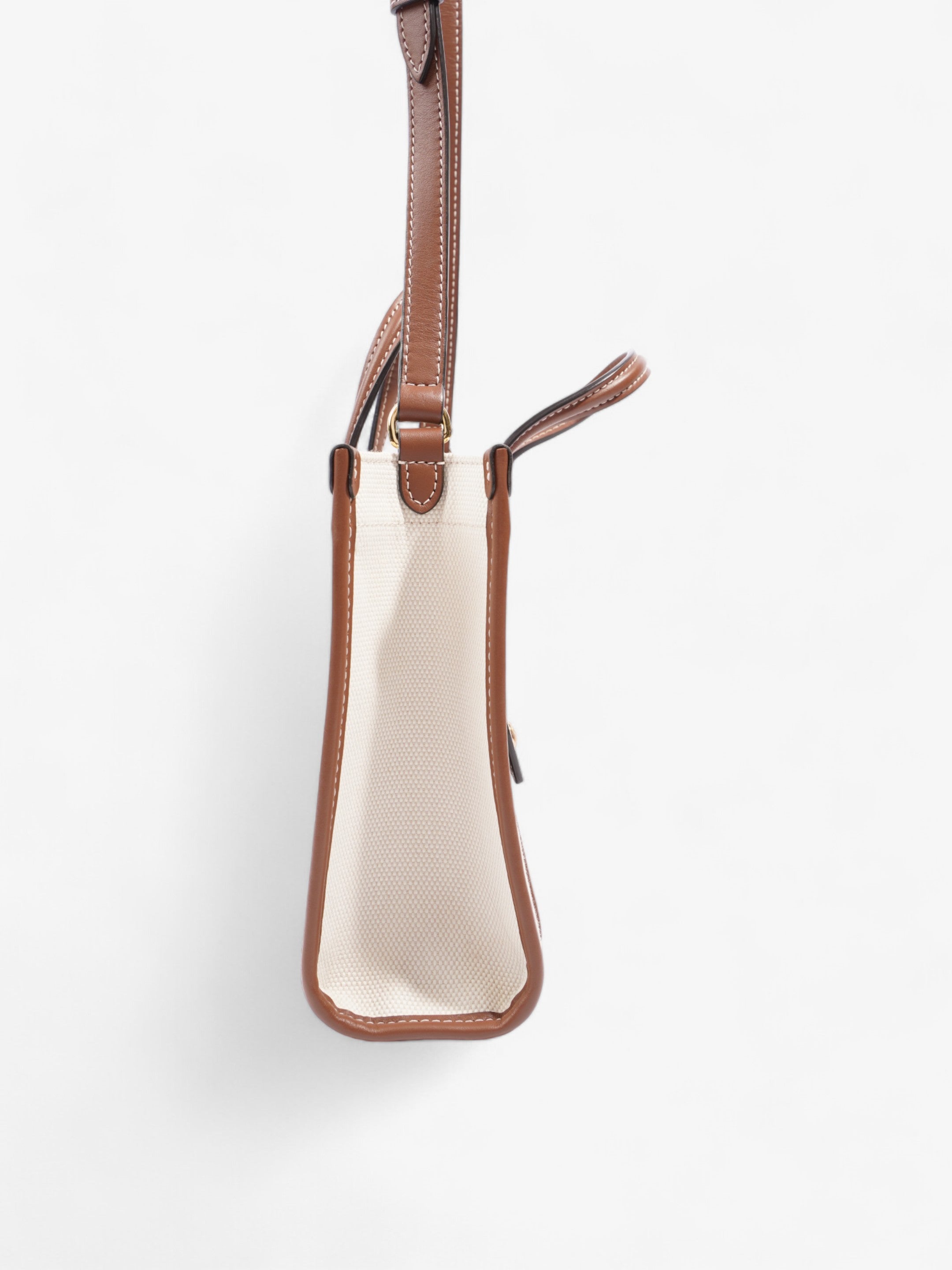 Burberry Freya Horseferry Tote Natural / Tan Cotton Mini