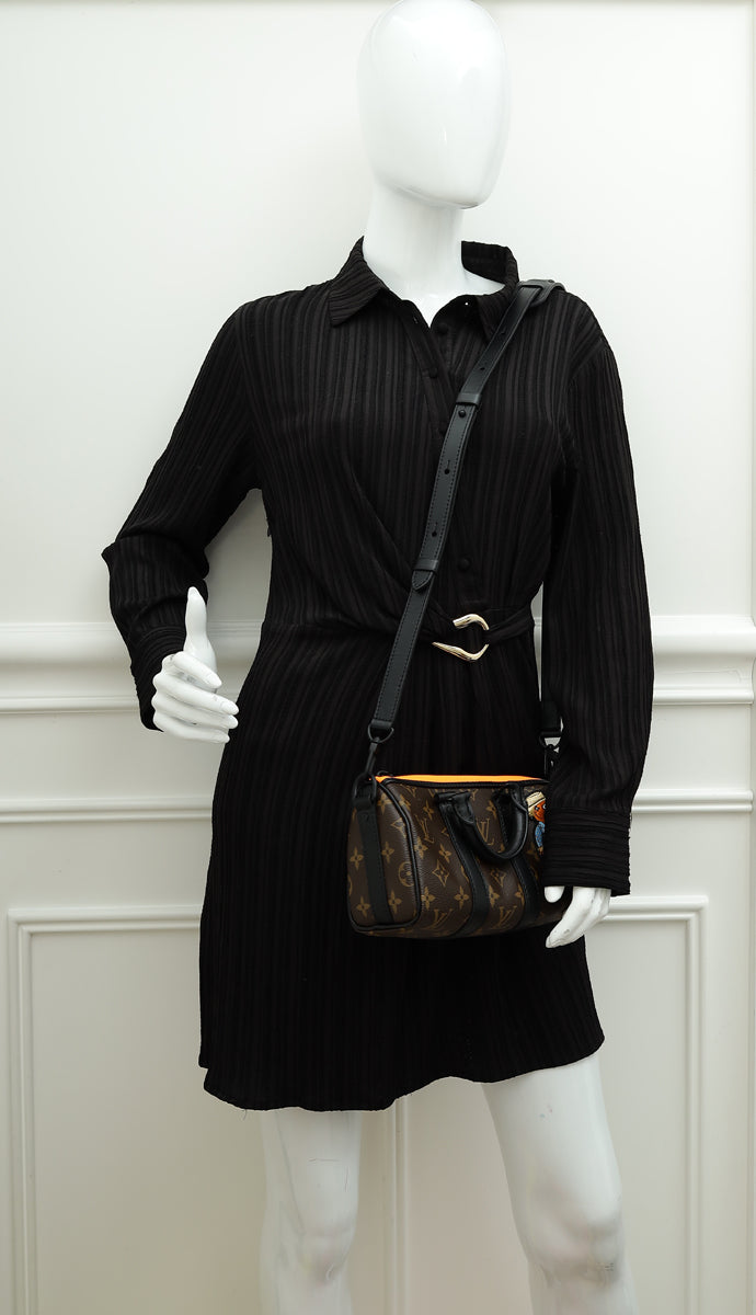 Louis Vuitton Monogram Black Macassar Keepall XS Zoom With Friends Bag