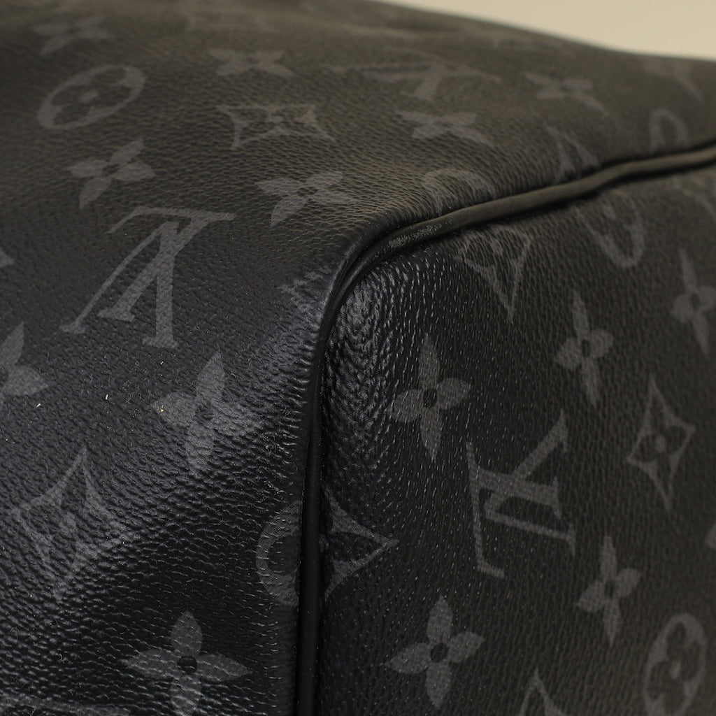 Louis Vuitton Monogram Eclipse Keepall Bandouliere 55 Bag W/ MO Initials