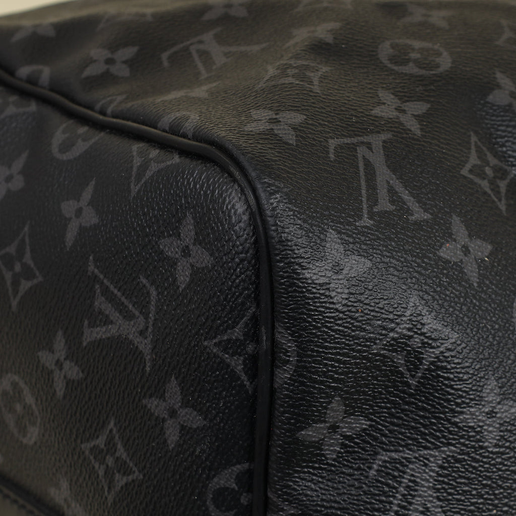 Louis Vuitton Monogram Eclipse Keepall Bandouliere 55 Bag W/ MO Initials