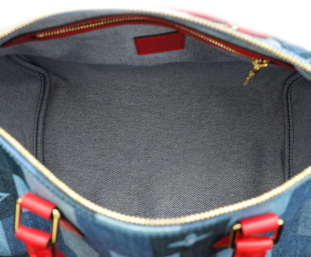 Louis Vuitton Blue Monogram Patchwork Speedy Bandouliere 30 Bag