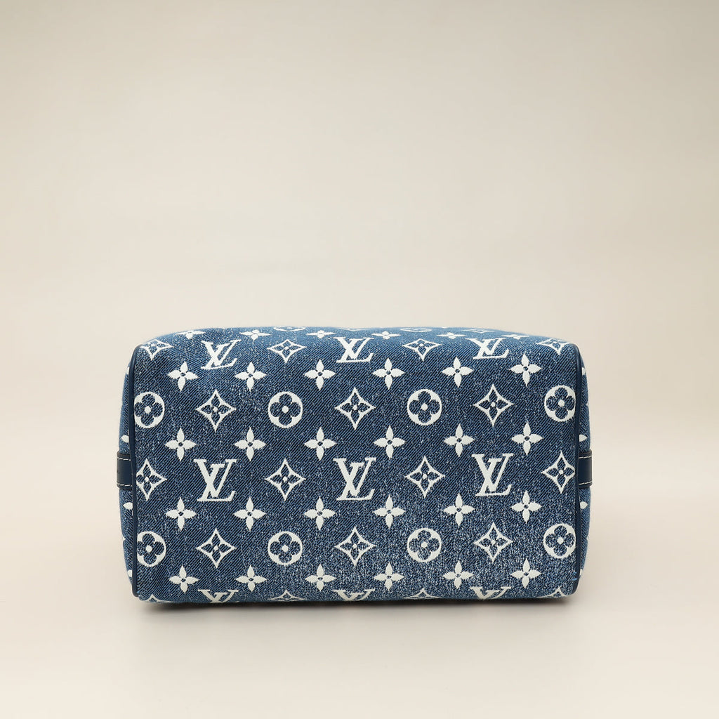 Louis Vuitton Navy Blue Monogram Denim Jacquard Speedy Bandouliere 25 Bag
