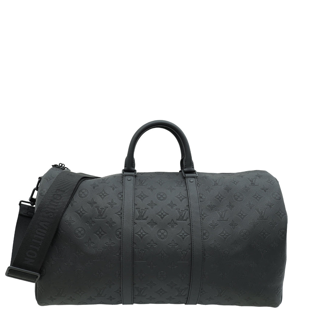 Louis Vuitton Black Monogram Shadow Keepall Bandouliere 50 Bag