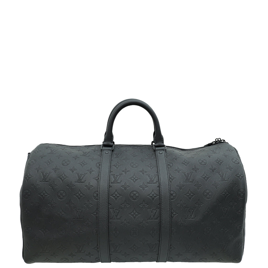 Louis Vuitton Black Monogram Shadow Keepall Bandouliere 50 Bag