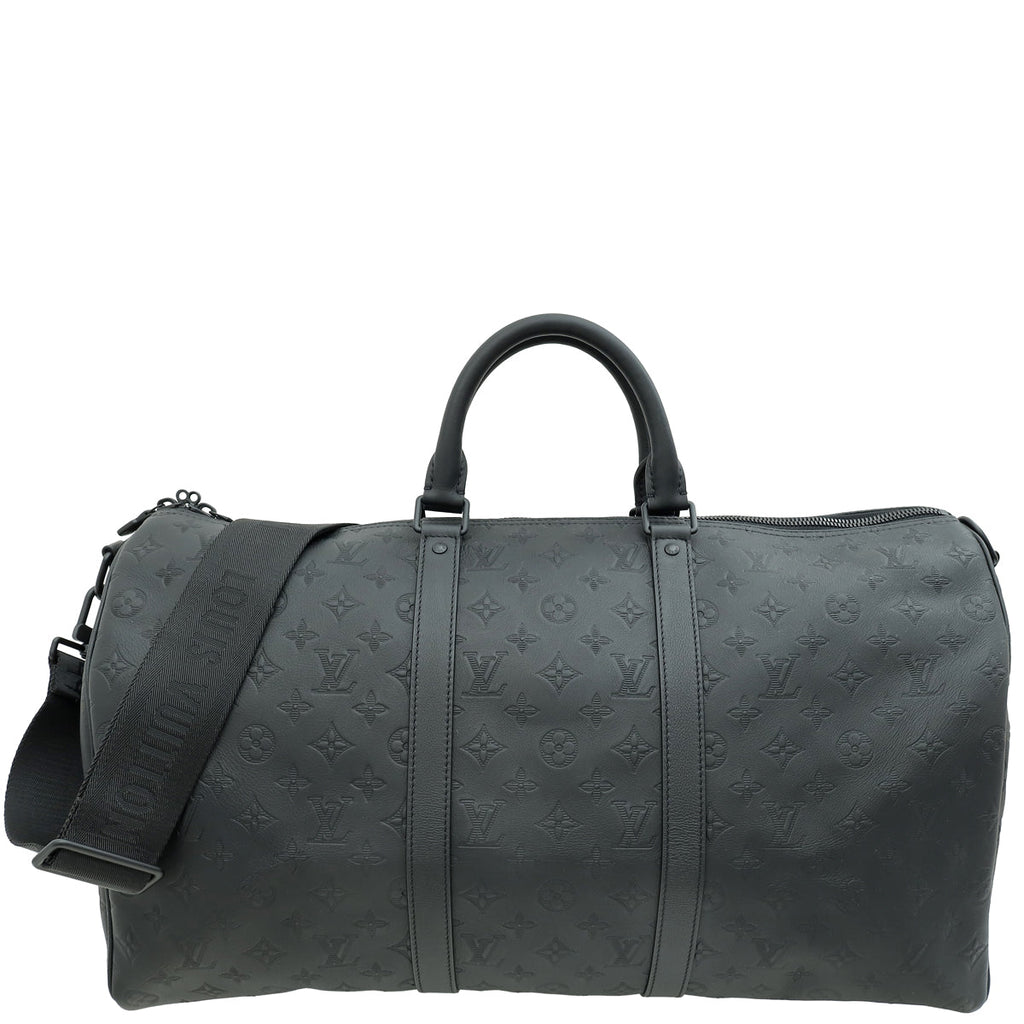 Louis Vuitton Black Monogram Shadow Keepall Bandouliere 50 Bag
