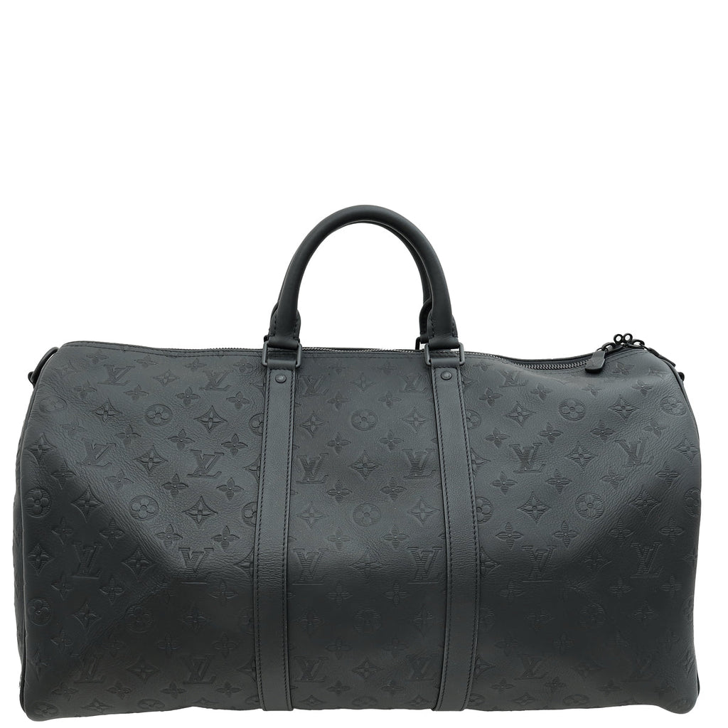 Louis Vuitton Black Monogram Shadow Keepall Bandouliere 50 Bag