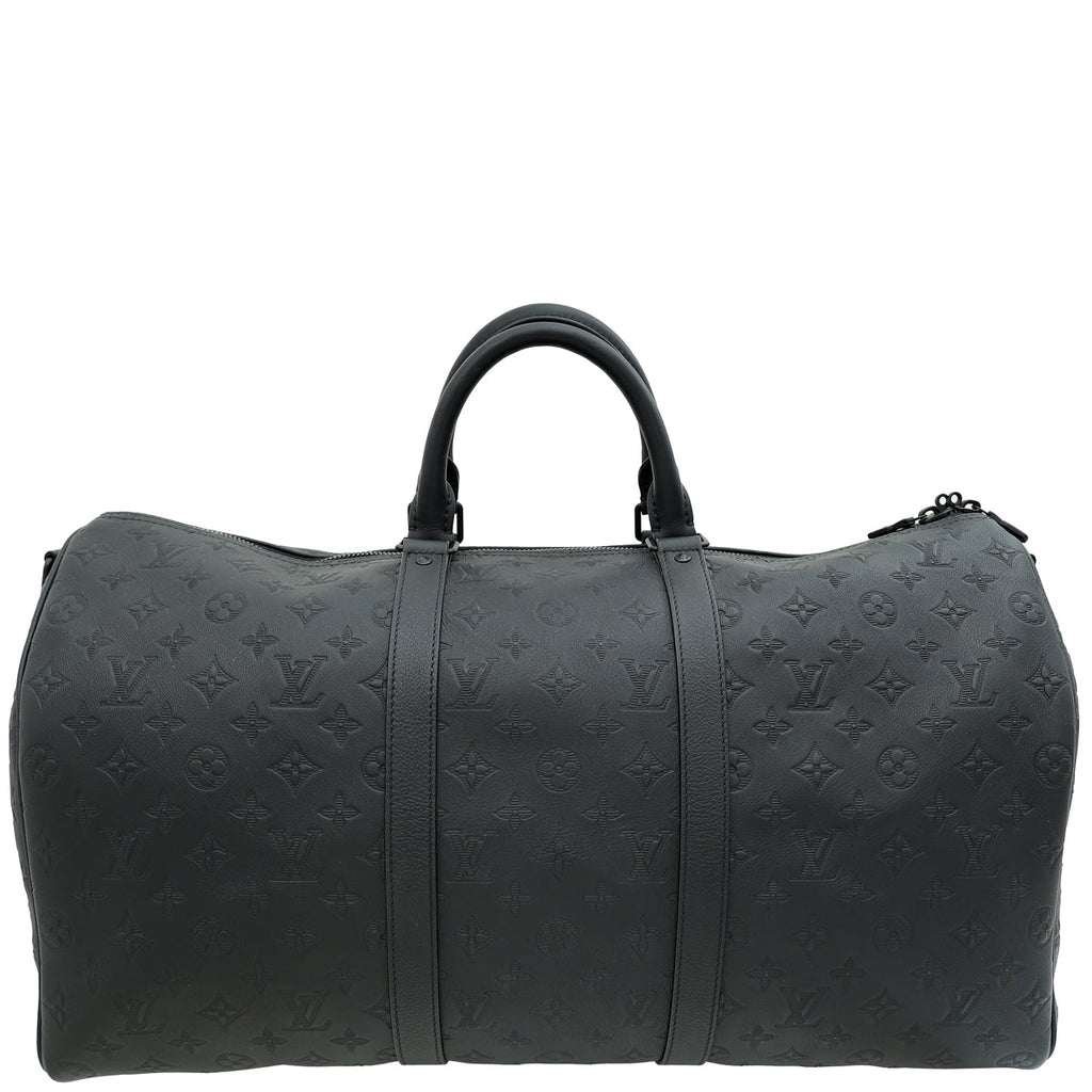 Louis Vuitton Matte Black Monogram Shadow Keepall Bandouliere 50 Bag