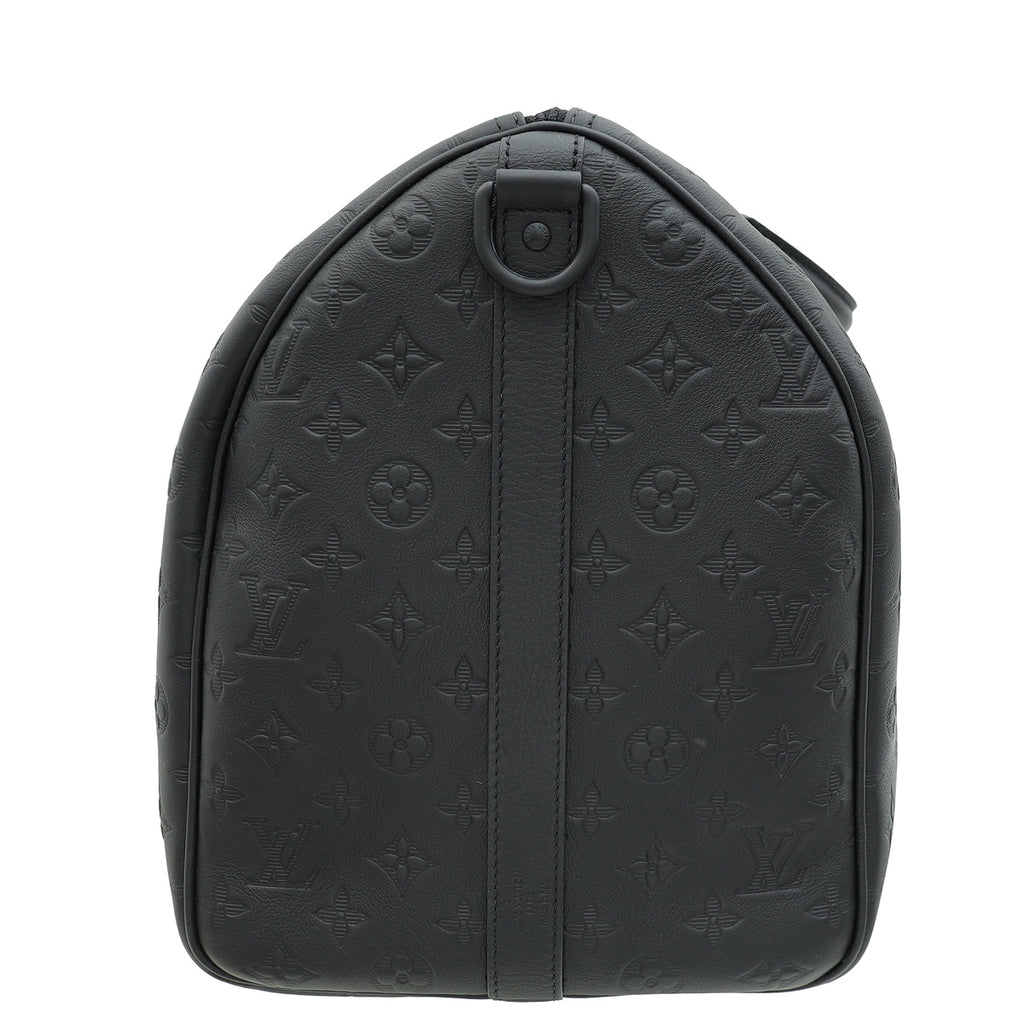 Louis Vuitton Matte Black Monogram Shadow Keepall Bandouliere 50 Bag