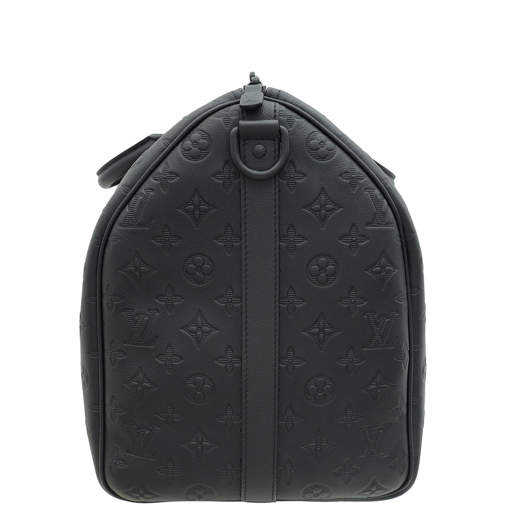Louis Vuitton Matte Black Monogram Shadow Keepall Bandouliere 50 Bag