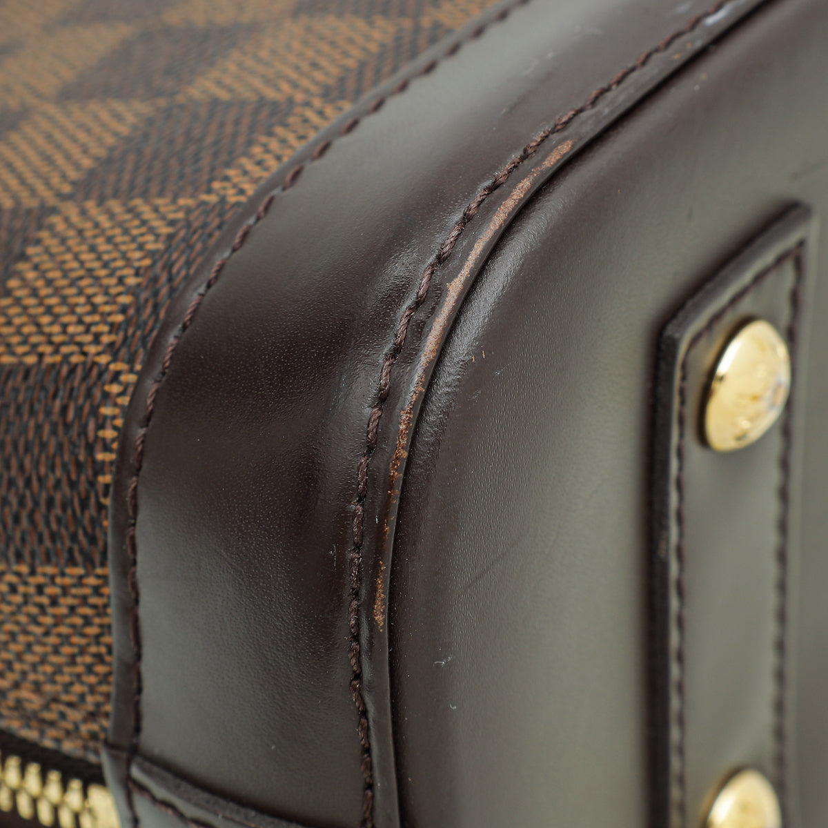 Louis Vuitton Damier Ebene Alma BB Bag W/ PM INITIALS