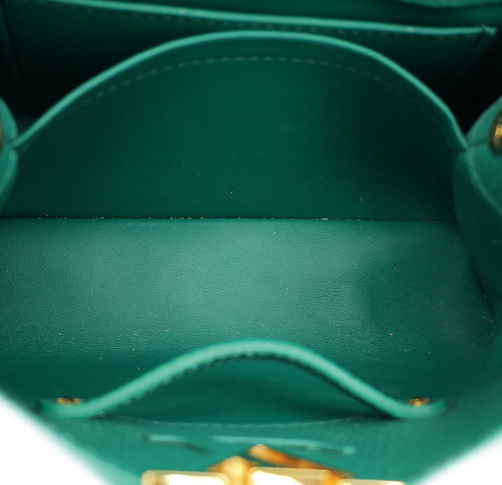 Louis Vuitton Emeraude Taurillon Ostrich Capucines Mini Bag W/ MOP Inlay