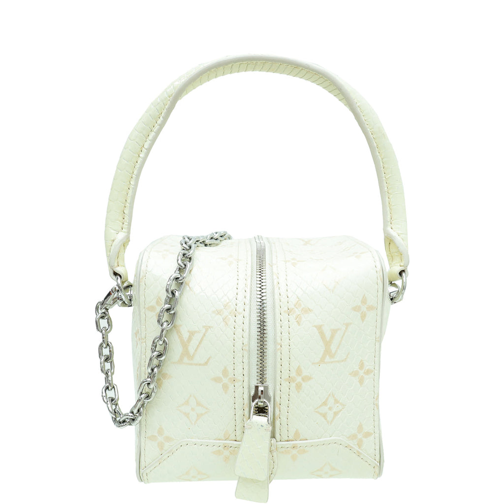 Louis Vuitton White Monogram Shiny Python Square Bag