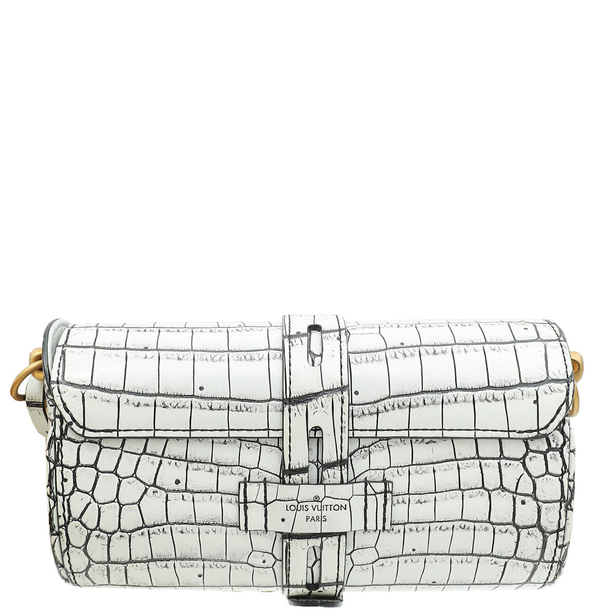 Louis Vuitton Vintage White Crocodile Chain Glasses Case