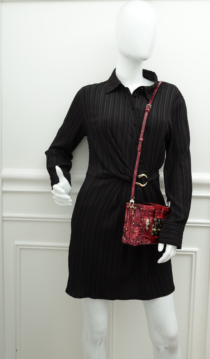 Louis Vuitton Red Shiny Alligator Petite Malle Bag