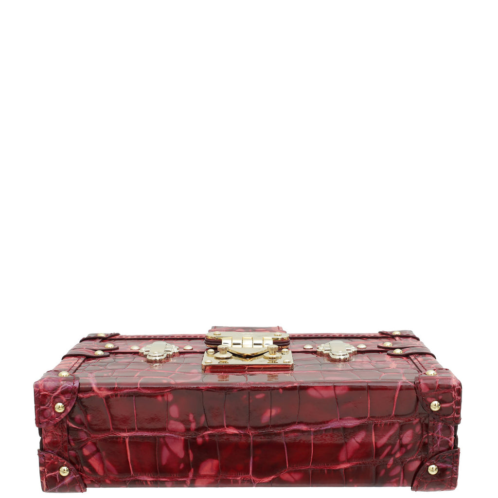 Louis Vuitton Red Shiny Alligator Petite Malle Bag