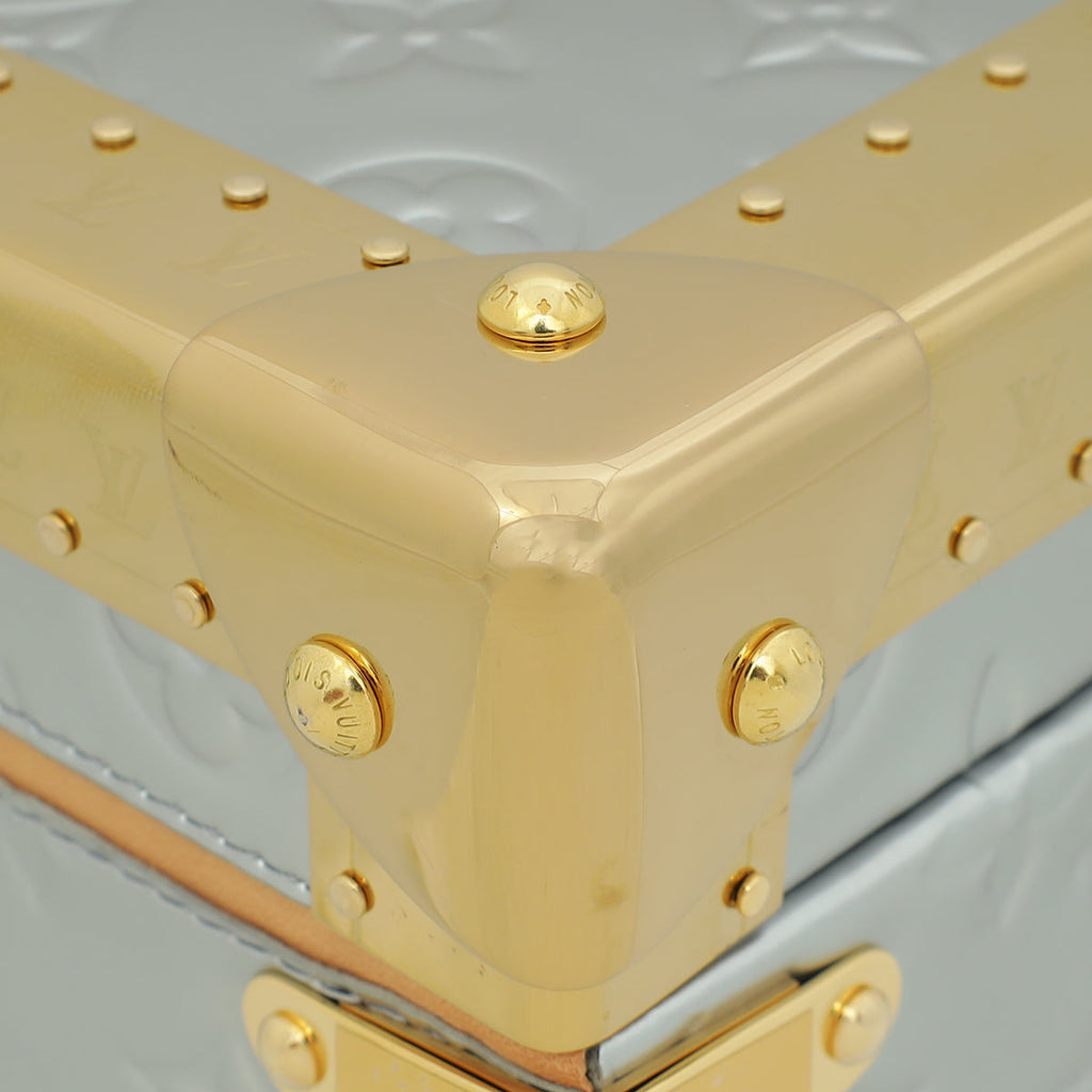 Louis Vuitton Metallic Bicolor Monogram Petite Valise Top Handle Trunk Bag W/ Initials MKH
