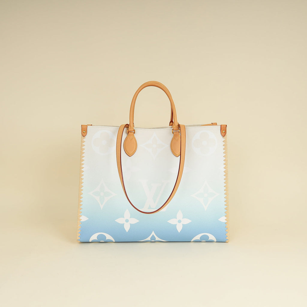 Louis Vuitton Blue By The Pool Onthego GM Portofino Print Raffia Bag