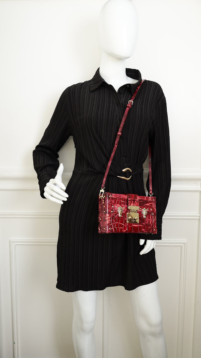 Louis Vuitton Red Shiny Alligator Petite Malle Bag