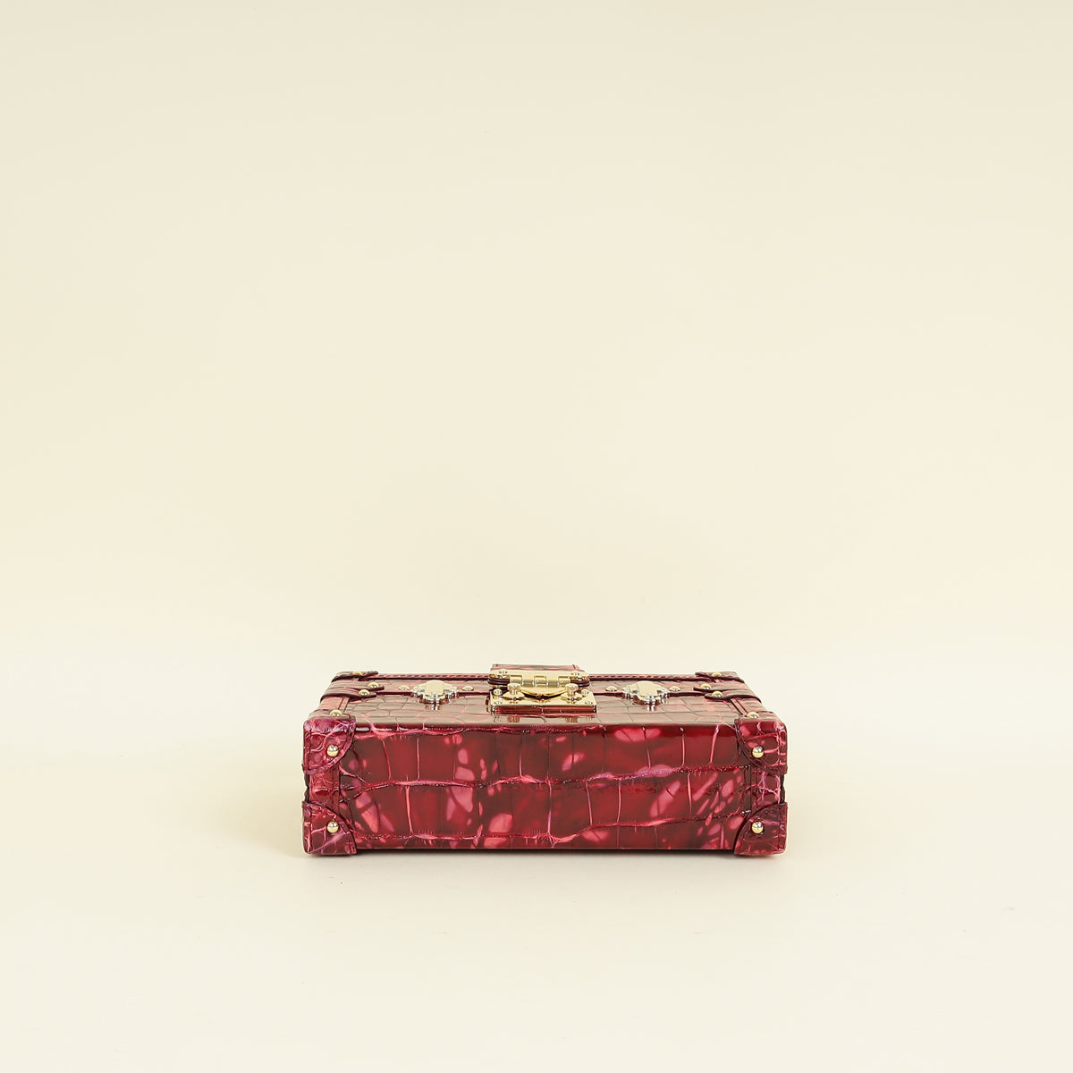 Louis Vuitton Red Shiny Alligator Petite Malle Bag