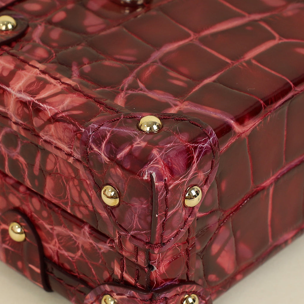 Louis Vuitton Red Shiny Alligator Petite Malle Bag