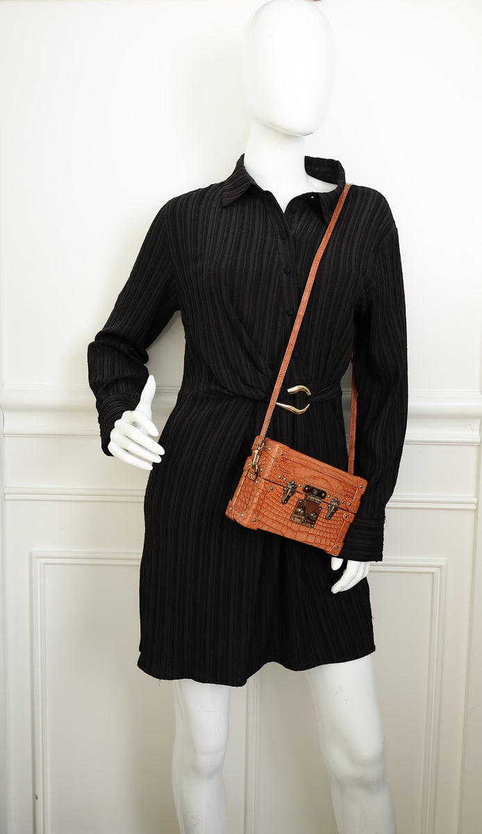 Louis Vuitton Light Brown Alligator Petite Malle Bag