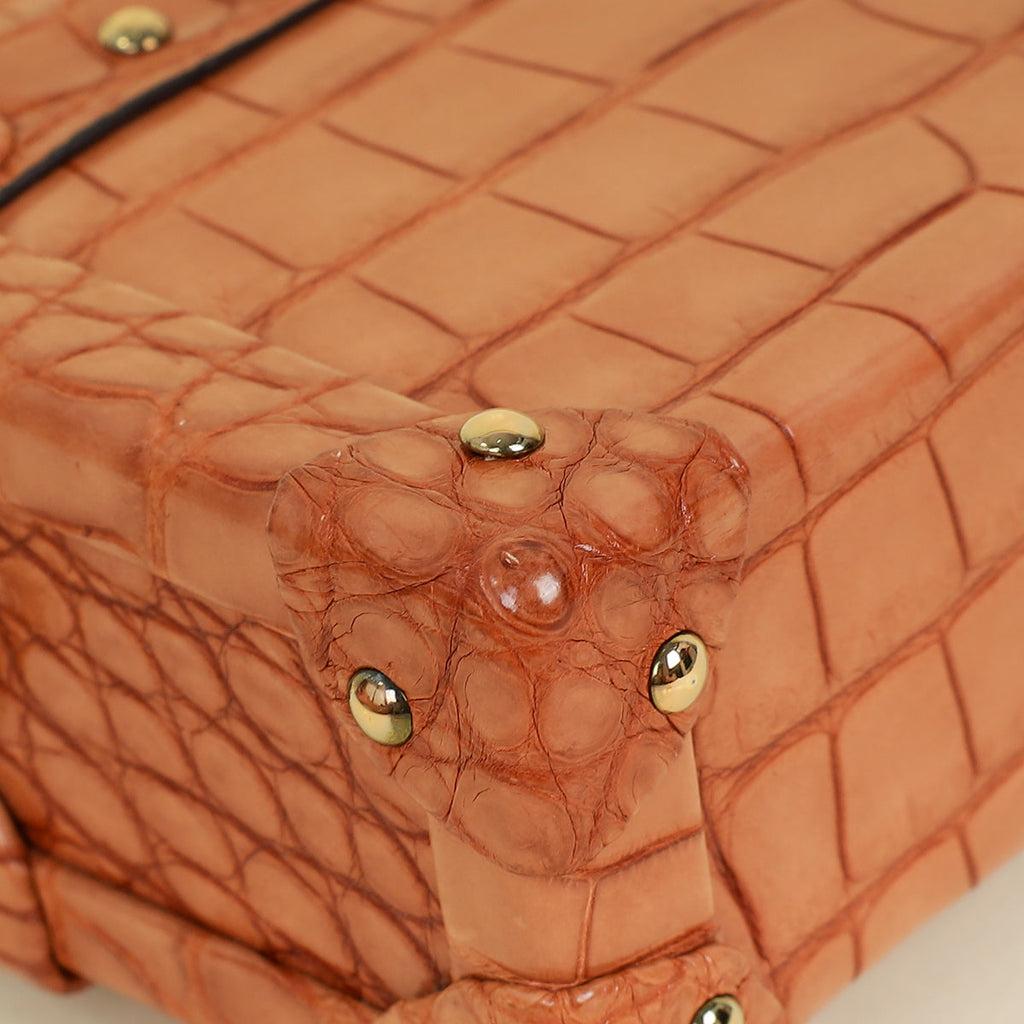 Louis Vuitton Light Brown Alligator Petite Malle Bag
