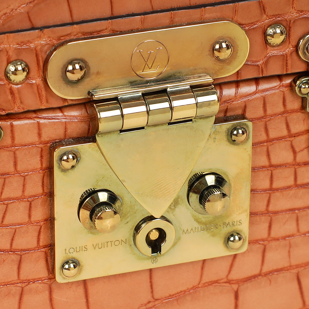 Louis Vuitton Light Brown Alligator Petite Malle Bag