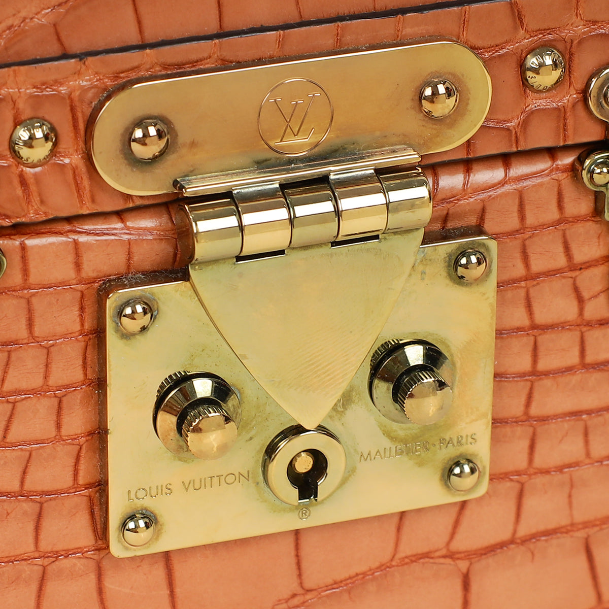 Louis Vuitton Light Brown Alligator Petite Malle Bag