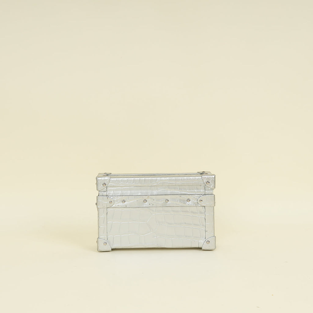 Louis Vuitton Silver Alligator Petite Malle Bag