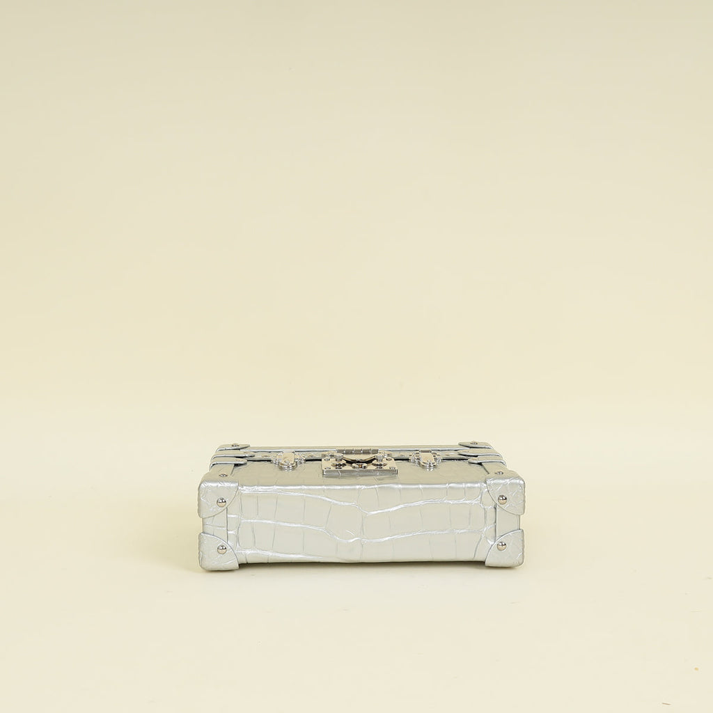Louis Vuitton Silver Alligator Petite Malle Bag
