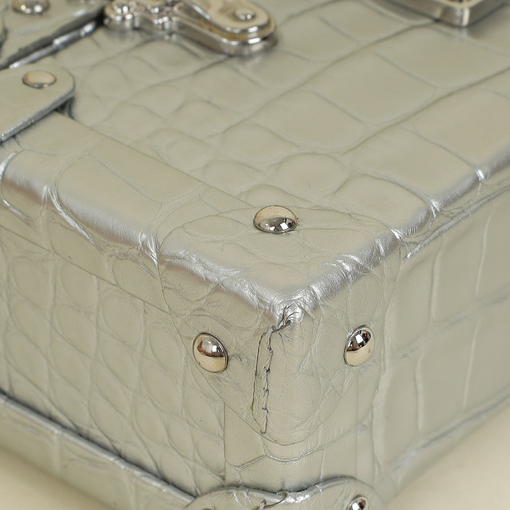 Louis Vuitton Silver Alligator Petite Malle Bag
