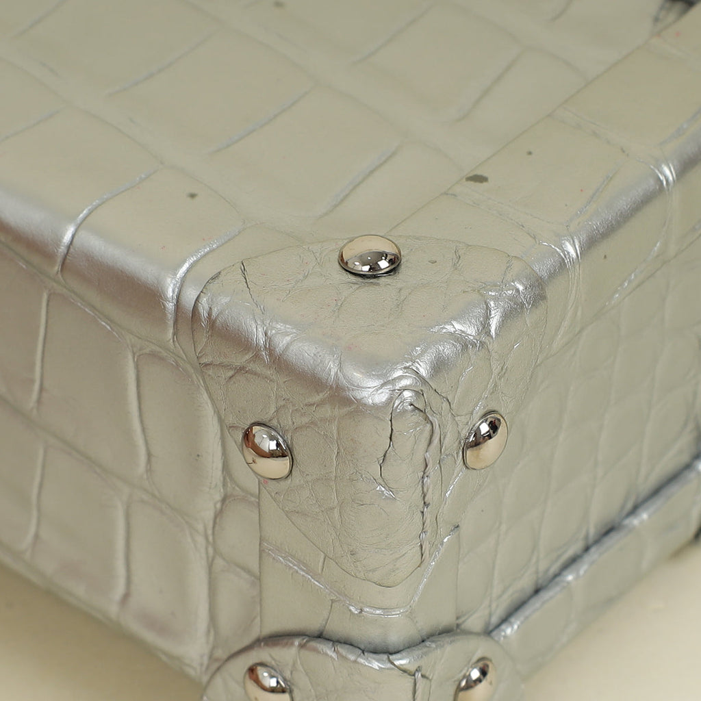 Louis Vuitton Silver Alligator Petite Malle Bag