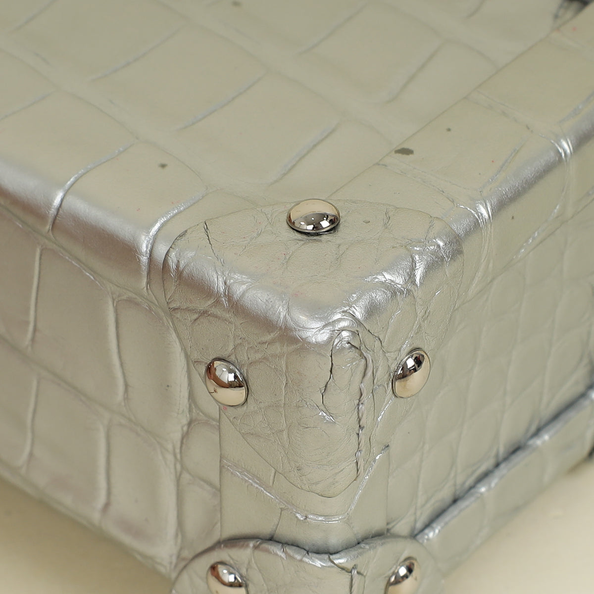 Louis Vuitton Silver Alligator Petite Malle Bag