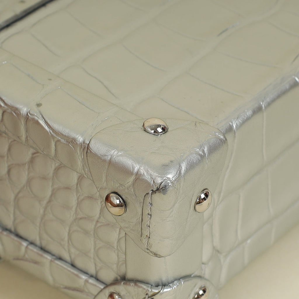 Louis Vuitton Silver Alligator Petite Malle Bag