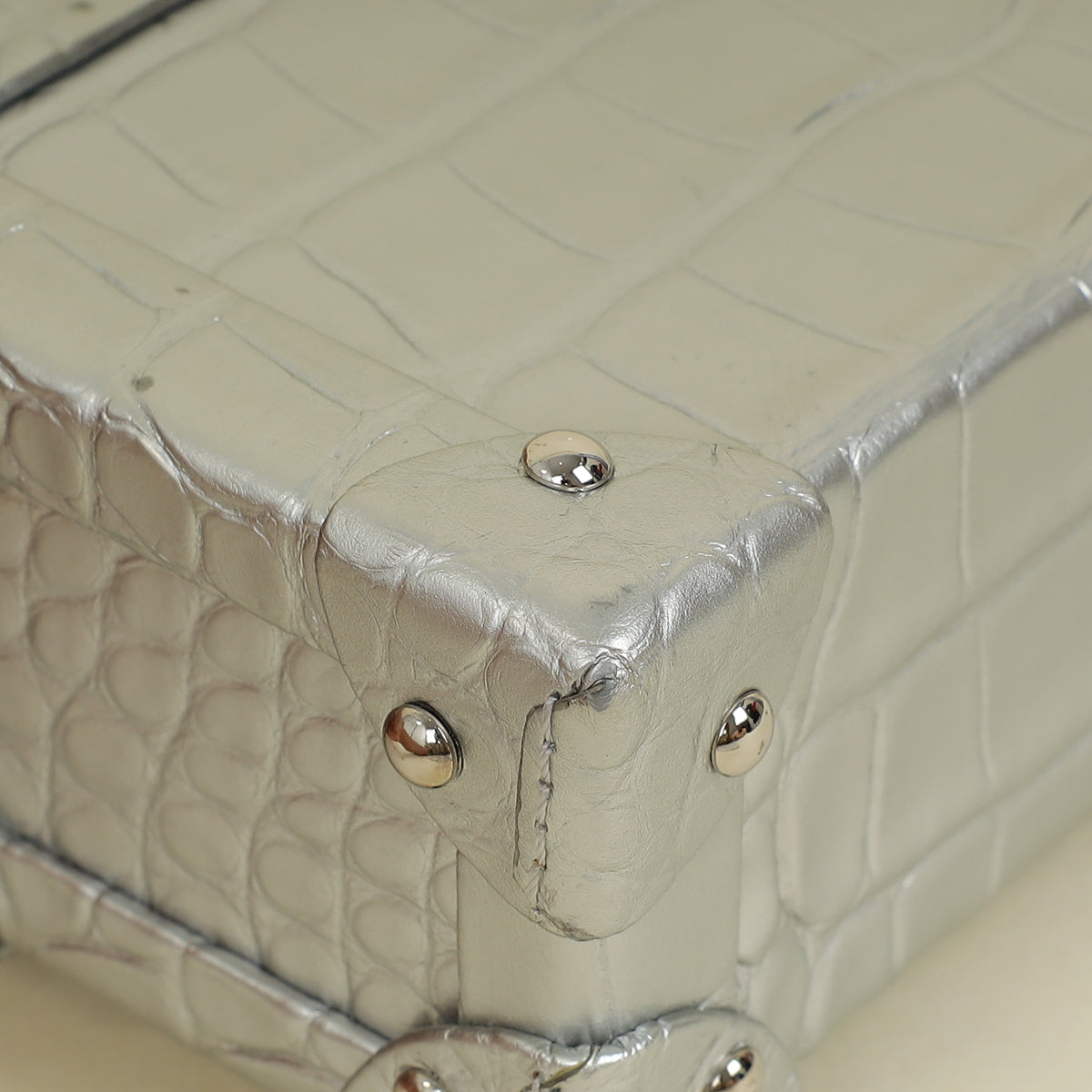 Louis Vuitton Silver Alligator Petite Malle Bag
