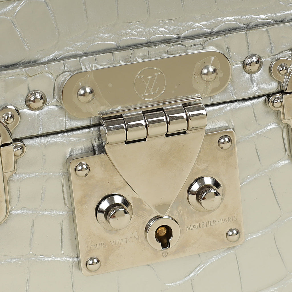 Louis Vuitton Silver Alligator Petite Malle Bag